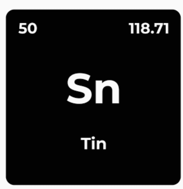 Periodic-table tile for tin: Sn, element 50